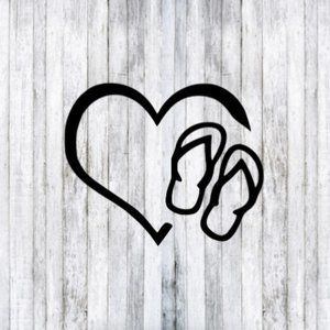 Heart & Flip Flops Beach Life Car Window Decal
